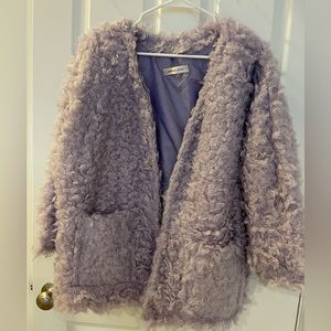 Fur jacket in lilac purple